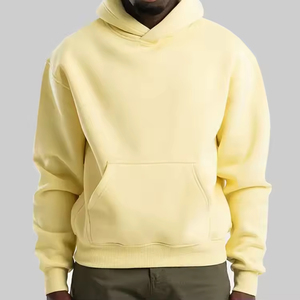 Sweat à capuche ample et court pour homme avec logo personnalisé, 100 % coton French Terry épais, sans cordon, coupe oversize pour l'hiver - Product Image 1