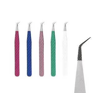 Morje Surgical Precision Stainless Steel Eyelash Tweezers 10mm Smooth Tip Multicolor Set for Eyelash Extension Tools - Product Image 2