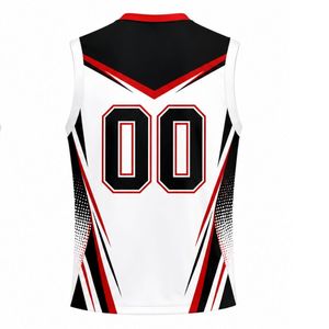 Maillot de volley-ball sans manches noir, rouge et blanc – Haut de sport athlétique pour équipe – Tenue de performance pour entraînement et compétition - Product Image 2