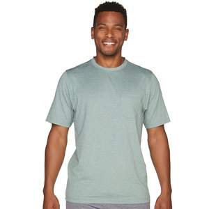 T-shirt en lin vert foncé à col rond pour homme avec logo personnalisé - Product Image 1