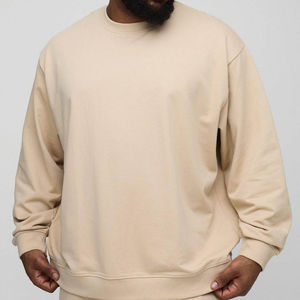 Sudadera Básica de Alta Calidad, Sostenible, Color Caqui Claro, Corte Regular, Sudadera Personalizada de Algodón Mezclado, Venta al Por Mayor - Product Image 1