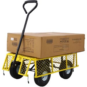 Carretilla de Jardín de Acero Amarillo con Capacidad para 550 lb y 3 Pies Cúbicos, con Laterales de Malla Extraíbles para Remolques Agrícolas - Product Image 2