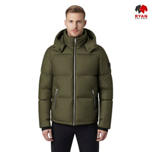 เสื้อแจ็คเก็ตพัฟเฟอร์ผู้ชายแบบสั่งทำพิเศษสำหรับฤดูหนาว มีฮู้ด ปิดด้วยซิป โลโก้สั่งทำด้านหน้า ผ้าระบายอากาศได้ดี - Product Image 2