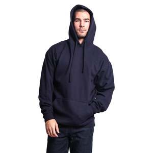 Men's <b>Navy</b> Blue Hooded <b>Sweatshirt</b> Regular Fit Fleece Casual Solid Color Autumn Wear - Product Image 1