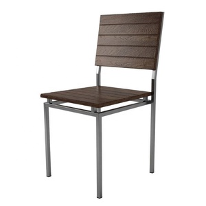 알루미늄 다리가있는 단단한 티크 나무 의자 레스토랑 식당 및 야외 가구를 위해 설계된 현대적인 미니멀리스트 의자 - Product Image 3