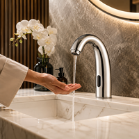 Robinet à capteur moderne WCP222 en acier inoxydable avec finition chromée économisant l'eau pour applications en cuisine, salle de bain, appartement, hôtel