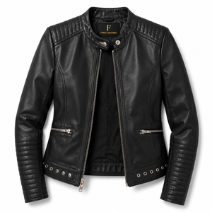 Furat Leathers <b>Silver</b> Leather Eco-Friendly Quick Dry 3D Embroidery Bomber <b>Jacket</b> Quilted Breathable Winter Women's Biker Stand - Product Image 1