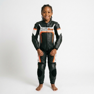 Combinaison de moto en cuir personnalisée pour enfants, équipement de course moto pour jeunes, combinaison de course en cuir de vache véritable, design de logo personnalisé - Product Image 3