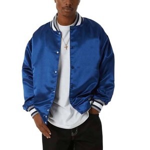 Veste de baseball satinée personnalisée pour homme, sur mesure, grande taille, couleur et logo personnalisés, 100 % polyester, satin brillant uni - Product Image 1