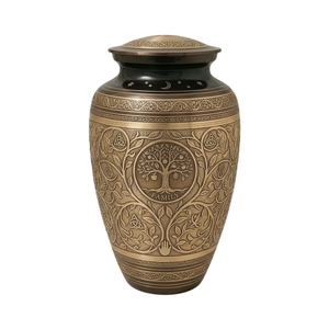 Pearl Design floral adult brass urn funeral cremation urn <b>memorial</b> <b>keepsake</b> handcrafted brass urn floral design tribute elegant - Product Image 6