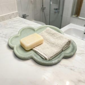 Bandeja de Mármol Natural en Forma de Nube, Bandejas para Joyas, Plato para Guardar Objetos, para Baño, Decoración del Hogar, Regalo, Verde Claro - Product Image 1