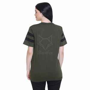 Camiseta a Rayas de Manga Corta con Cuello Redondo para Mujer BlackFox, Corte Regular, Algodón Jersey, Informal, para Todas las Temporadas - Product Image 5