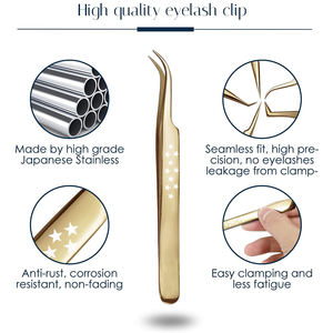 Pinces à épiler courbées personnalisées pour extensions de cils, couleur or, acier inoxydable, pinces à faux cils pour la beauté - Product Image 3