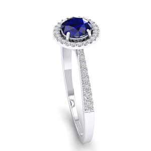 Bague REYES en argent sterling 925 de haute qualité, saphir bleu taille ronde 0,84 carat, certifiée GRA, bijoux fins en moissanite - Product Image 3