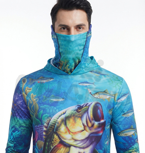 เสื้อฮู้ดดี้ตกปลาแบบซับลิเมชั่นสั่งทำพิเศษ ป้องกันรังสียูวี แห้งเร็ว UPF50 เสื้อผ้าตกปลาประสิทธิภาพสูง - Product Image 5