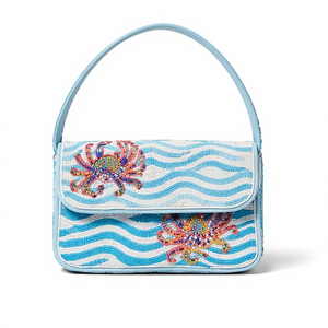 Handmade Beaded Shoulder Bag Women Classic Evening Party Square Ocean Crab Luxury Embroidery Stylish Half <b>Moon</b> High Quality - Product Image 1