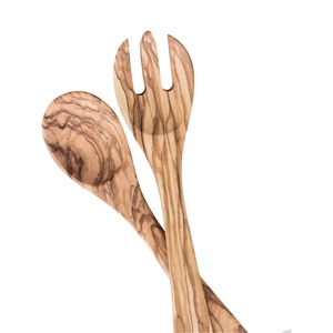 Wholesale Hand-Carved Mango Wood Salad Servers Set Of 2 Eco-Friendly Twisted Handle Salad <b>Tongs</b> For Tossing And Serving On Sale - Product Image 2