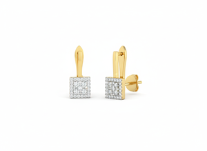 Pendientes con Corte Princesa y Diamantes Redondos para Mujer, Diamantes Naturales y Cultivados en Laboratorio - Product Image 1