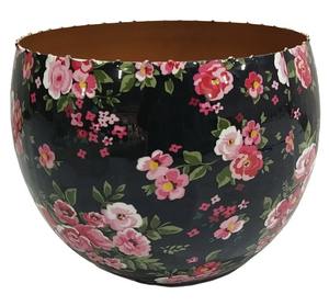 Maceta metálica con estampado floral, maceta decorativa con diseño de rosas azules, decoración de mesa para el hogar, para sala de estar, dormitorio, hotel, bodas y eventos. - Product Image 6