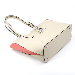Bolso Tote Extra Grande de Cuero Genuino Blanco con Asas Marrones, Estilo Minimalista con Parte Superior Abierta para Uso Diario - Product Image 5
