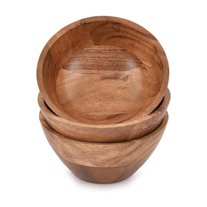 Tazón Redondo de Madera Premium, Vajilla Duradera de Madera de Mango para Aperitivos y Ensaladas, Plato de Madera Rústico Hecho a Mano para Uso en Hoteles - Product Image 4
