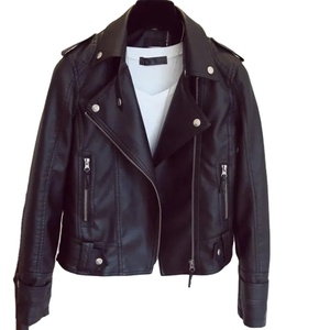 แจ็กเก็ตหนัง PU สีดำสำหรับผู้หญิงฤดูใบไม้ร่วงเสื้อโค้ทฤดูหนาวสไตล์โกธิคพังค์แฟชั่นรถจักรยานยนต์ - Product Image 1