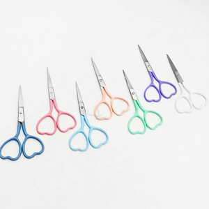 Heart Shape Scissor Straight Tip Stainless Steel Scissor 7 Different <b>Powder</b> Coated Color And Silver Tip New Scissor - Product Image 1
