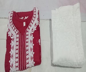 Trending Cotton Embroidered <b>Kurti</b> Pant Set for Women Daily Wear Ethnic Co-Ord Set Wholesale Collection Maroon Casual Wear 84528 - Product Image 3