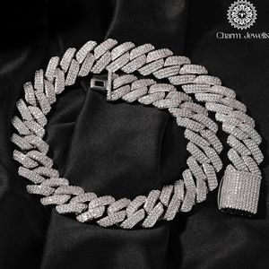 Charm Jewells Men's Moissanite Brilliant Cut Freshwater Pearl <b>Statement</b> <b>Necklace</b> 925 Silver 14K Gold Plated Link Chain Hiphop - Product Image 1