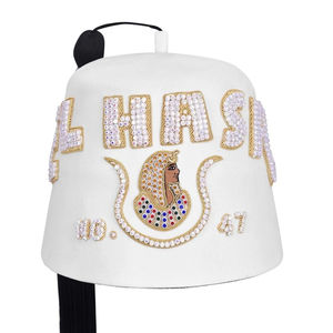 Chapeau Fez de Haute Qualité Personnalisé pour Fille de la Cour Impériale, à Trois Rangées, DOI Fez, en Laine Blanche, avec Broderie Bullion, pour Cérémonies de Cour et Régalia Shriner - Product Image 2
