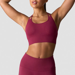 Soutien-gorge de sport côtelé pour femme, design dos en Y, avec coussinets amovibles, haute extensibilité, anti-transpiration, confortable pour l'entraînement et les activités sportives - Product Image 3