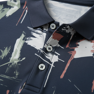 เสื้อโปโลแบบซับเหงื่อ แขนสั้น ผลิตจำนวนมาก 100% โพลีเอสเตอร์ผสมสแปนเด็กซ์ OEM เสื้อกอล์ฟชาย คอปก - Product Image 2