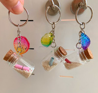 Llavero de Recuerdo Personalizado con Arena Natural en Botella, Diseño Animal, Impresión UV, Duradero