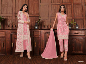 Look le plus chaud tissu net traditionnel beau point motif concepteur Design moderne Salwar costume par Surat Online Mart - Product Image 3