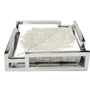 Zahid Exports Luxury Aluminum <b>Square</b> Decorative Tray Multi-functional Modern Design Christmas Theme Premium Dining Experience - Product Image 2