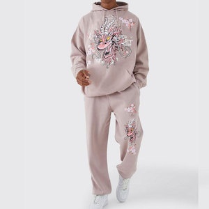 OEM Men's Autumn Tracksuit Set Sweatshirt & Pants 2PCS Eco-Friendly Breathable <b>Polyester</b>/Cotton Custom Logo Sportswear - Product Image 1