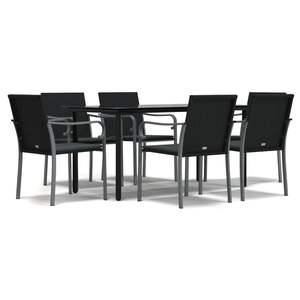 Set da pranzo da 7 pezzi in Poly Rattan e acciaio con cuscini eleganti mobili da esterno - Product Image 2