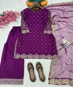 Women's green white georgette salwar kameez dupatta Traditional ethnic wear for weddings VRINDAVAN- LC 1423 81649 - Product Image 4