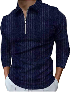 2026 New Autumn Men's Striped Knitted Button <b>Long</b>-<b>sleeved</b> POLO Shirt High Quality Trendy Business Casual Style Polo Shirt <b>Top</b> - Product Image 3