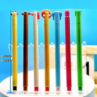 Vente en gros de stylos en plastique pour écoliers 0.5mm et 0.7mm enfants avec logo personnalisé animaux girafes dinosaures encre gel stylo effaçable mignon
