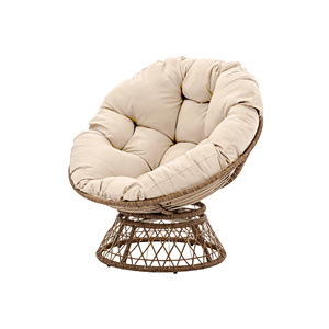 Fauteuil Papasan pivotant en rotin moderne, imperméable, pour l'extérieur, avec siège rembourré - Product Image 1