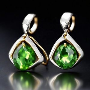 Latest Design 925 Sterling Silver <b>Green</b> Monalisa Gemstone Silver Jewelry Earring for Women - Product Image 2