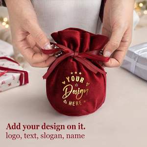 2025 20 pièces sacs d'emballage cadeau en velours personnalisés sacs de faveur de mariage avec fond rond pochette de rangement de bijoux Logo inclus - Product Image 1
