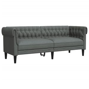 Canapé Chesterfield 3 places en tissu gris foncé pour salon - Product Image 2