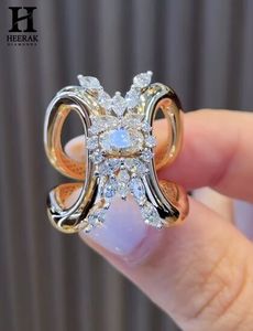 Custom Marquise Oval Moissanite Butterfly <b>Cocktail</b> <b>Ring</b> Wide Band Openwork <b>Gold</b> Fine Jewellery Manufacturer - Product Image 1
