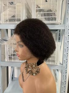 CF134 Real Full Lace Frontal Human <strong>Hair</strong> <strong>Wigs</strong> Black Afro Kinky Curl Virgin Glueless <strong>Wig</strong> Cuticle Aligned Unprocessed 8 Inch - Product Image 2
