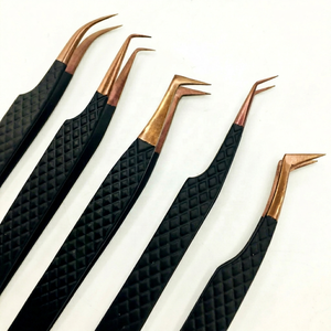 Ensemble de pinces à cils très réputées, en acier inoxydable japonais, noires, anti-dérapantes, au meilleur prix. - Product Image 1