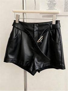 Wholesale Customized Women's Faux Leather <b>Shorts</b> High Waisted PU Leather Booty <b>Shorts</b> Fashion Streetwear Apparel - Product Image 1