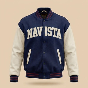 Chaqueta Varsity de Invierno de Estilo Único para Hombre, para Uso Casual, con Logotipo Personalizado, 100% Lana, Transpirable y Resistente al Viento - Product Image 2