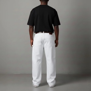 Men's White Cotton Cargo <b>Pants</b> With Red Letter Logo Elastic Waist Casual Style <b>Summer</b> Wear - Product Image 6